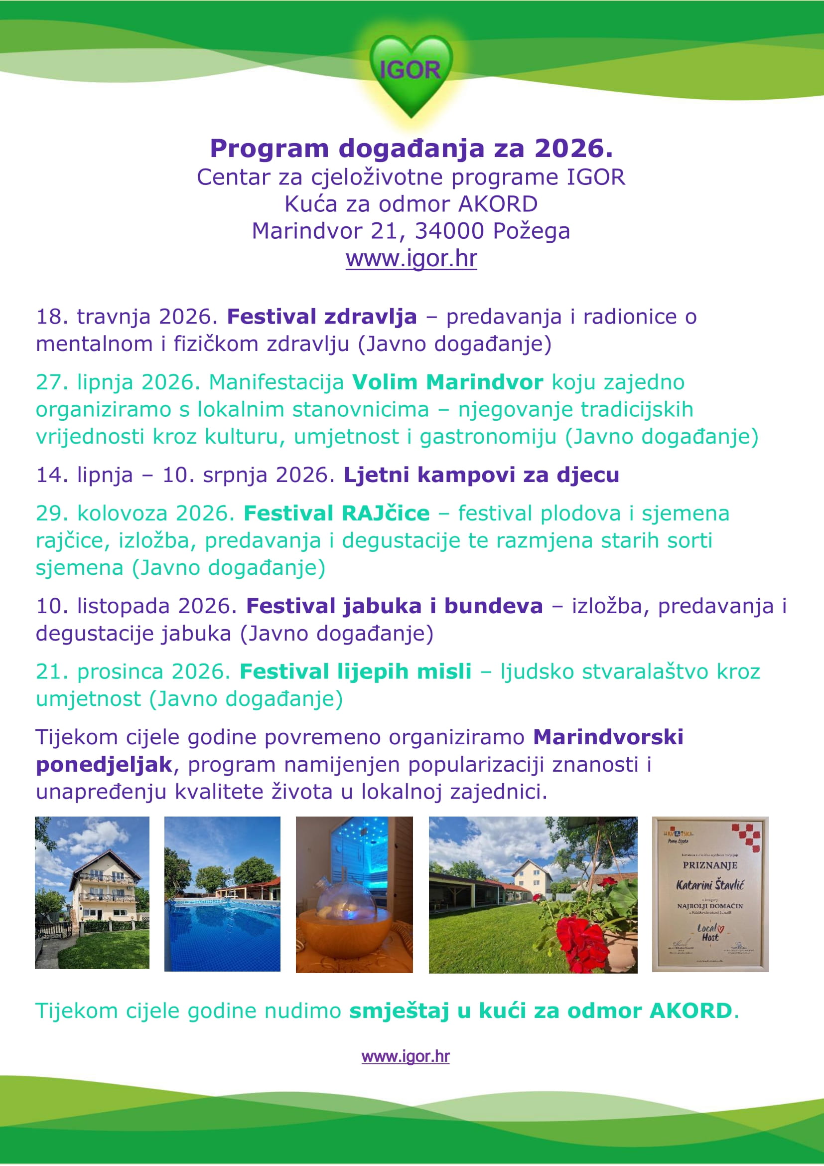 Program dogaanja za 2026. Centar IGOR